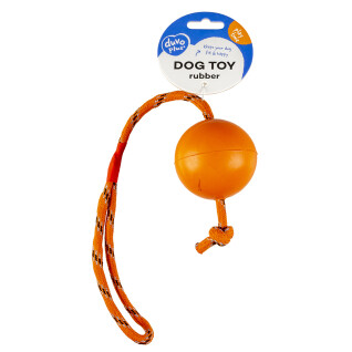 Hundboll i gummi med rep Duvoplus