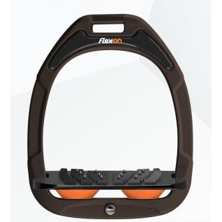 ultra grip lutande säkerhetsstigbyglar för ridning brun/svart/orange Flex On Safe-On